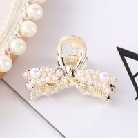 Fashion Heart Shape Bow Knot Metal Plating Artificial Pearls Hair Claws 1 Piece main image 3