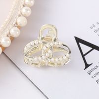 Fashion Heart Shape Bow Knot Metal Plating Artificial Pearls Hair Claws 1 Piece sku image 8