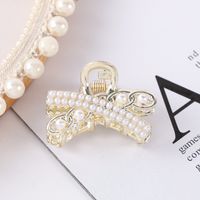 Fashion Heart Shape Bow Knot Metal Plating Artificial Pearls Hair Claws 1 Piece sku image 12
