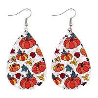 Fashion Pumpkin Maple Leaf Pu Leather Women's Earrings 1 Pair sku image 1