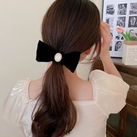 Sweet Bow Knot Flannel Artificial Pearls Hair Clip 1 Piece main image 1