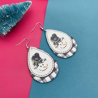 Cartoon Style Plaid Water Droplets Pu Leather Women's Earrings 1 Pair main image 4