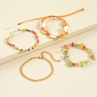 Vacation Geometric Alloy Inlay Beads Shell Women's Anklet 1 Set main image 5