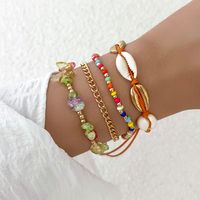 Vacation Geometric Alloy Inlay Beads Shell Women's Anklet 1 Set main image 4