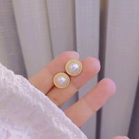 Fashion Oval Heart Shape Alloy Artificial Rhinestones Artificial Pearls Women's Drop Earrings Ear Studs 1 Pair sku image 3