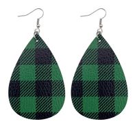 Fashion Christmas Tree Plaid Snowman Pu Leather Women's Earrings 1 Pair sku image 1