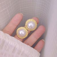 Fashion Irregular Heart Shape Alloy Artificial Pearls Women's Drop Earrings Ear Studs 1 Pair sku image 4