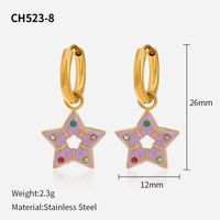 Mignon Star Acier Inoxydable Pierres Précieuses Artificielles Boucles D'oreilles Pendantes 1 Paire sku image 8