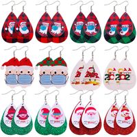 Cute Santa Claus Water Droplets Pu Leather Women's Earrings 1 Pair main image 1