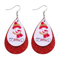Cute Santa Claus Water Droplets Pu Leather Women's Earrings 1 Pair sku image 3