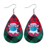 Cute Santa Claus Water Droplets Pu Leather Women's Earrings 1 Pair sku image 7