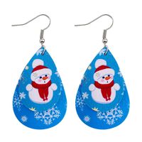 Moda Árbol De Navidad Gotitas De Agua Monigote De Nieve Cuero Sintético Mujeres Aretes 1 Par sku image 2