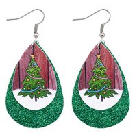 Moda Árbol De Navidad Gotitas De Agua Monigote De Nieve Cuero Sintético Mujeres Aretes 1 Par sku image 11