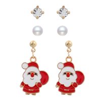 Fashion Santa Claus Bow Knot Alloy Artificial Pearls Women's Drop Earrings 1 Pair sku image 1