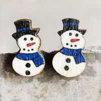 Cute Christmas Tree Gingerbread Snowman Wood Women's Ear Studs 1 Pair sku image 3