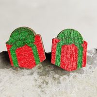 Cute Christmas Tree Gingerbread Snowman Wood Women's Ear Studs 1 Pair sku image 2