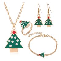 Fashion Santa Claus Alloy Enamel Women's Bracelets Earrings Necklace 1 Set sku image 5