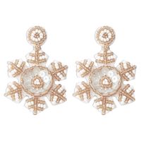 Fashion Snowflake Beaded Sequin Women's Drop Earrings 1 Pair sku image 1