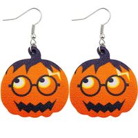 Fashion Pumpkin Maple Leaf Pu Leather Women's Earrings 1 Pair sku image 3