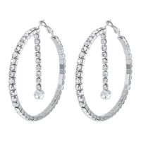 1 Pair Fashion Geometric Rhinestone Iron Hoop Earrings sku image 1