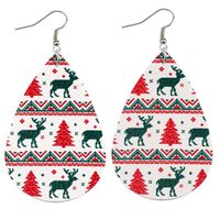 Fashion Christmas Tree Plaid Snowman Pu Leather Women's Earrings 1 Pair sku image 8