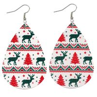 Moda Árbol De Navidad Tartán Monigote De Nieve Cuero Sintético Mujeres Aretes 1 Par sku image 8