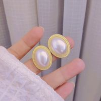 Fashion Oval Heart Shape Alloy Artificial Rhinestones Artificial Pearls Women's Drop Earrings Ear Studs 1 Pair sku image 9