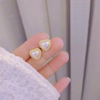 Fashion Oval Heart Shape Alloy Artificial Rhinestones Artificial Pearls Women's Drop Earrings Ear Studs 1 Pair sku image 2