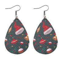 Fashion Christmas Tree Plaid Snowman Pu Leather Women's Earrings 1 Pair sku image 7