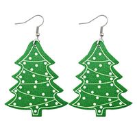 Fashion Christmas Tree Plaid Snowman Pu Leather Women's Earrings 1 Pair sku image 10