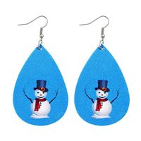 Fashion Christmas Tree Plaid Snowman Pu Leather Women's Earrings 1 Pair sku image 12