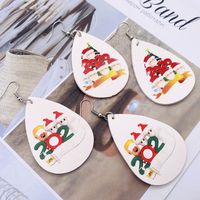 Cute Santa Claus Water Droplets Pu Leather Women's Earrings 1 Pair main image 3