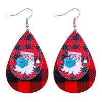 Cute Santa Claus Water Droplets Pu Leather Women's Earrings 1 Pair sku image 10