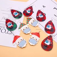 Cute Santa Claus Water Droplets Pu Leather Women's Earrings 1 Pair main image 2