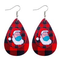 Cute Santa Claus Water Droplets Pu Leather Women's Earrings 1 Pair sku image 9