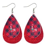 Moda Árbol De Navidad Gotitas De Agua Monigote De Nieve Cuero Sintético Mujeres Aretes 1 Par sku image 4