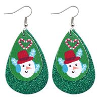 Moda Árbol De Navidad Gotitas De Agua Monigote De Nieve Cuero Sintético Mujeres Aretes 1 Par sku image 12