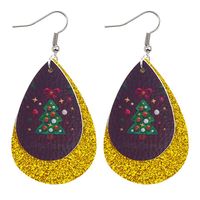 Moda Árbol De Navidad Gotitas De Agua Monigote De Nieve Cuero Sintético Mujeres Aretes 1 Par sku image 16