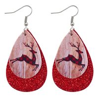 Moda Árbol De Navidad Gotitas De Agua Monigote De Nieve Cuero Sintético Mujeres Aretes 1 Par sku image 8