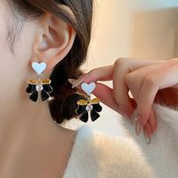 Fashion Geometric Heart Shape Alloy Plating Rhinestones Women's Drop Earrings 1 Pair sku image 5