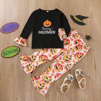 Halloween Fashion Pumpkin Cotton Girls Clothing Sets main image 6