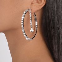 1 Pair Fashion Geometric Rhinestone Iron Hoop Earrings main image 1