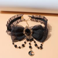 Fashion Bow Knot Cloth Inlay Artificial Gemstones Women's Choker 1 Piece sku image 2