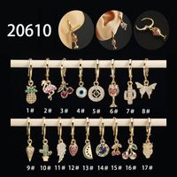 Fashion Fruit Flamingo Butterfly Copper Inlay Zircon Drop Earrings 1 Piece sku image 1