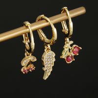 Fashion Fruit Flamingo Butterfly Copper Inlay Zircon Drop Earrings 1 Piece main image 4