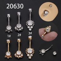 Simple Style Round Stainless Steel Inlay Zircon Belly Ring 1 Piece sku image 1