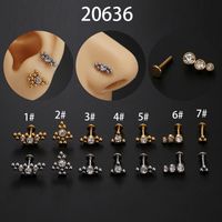 Simple Style Geometric Stainless Steel Inlay Zircon Lip Stud 1 Piece main image 1