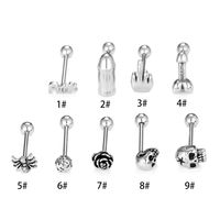 Fashion Rose Spider Skull Stainless Steel Plating Tongue Nail main image 2