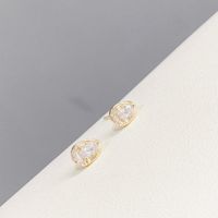 Fashion Water Droplets Copper Plating Opal Zircon Ear Studs 3 Pairs main image 4