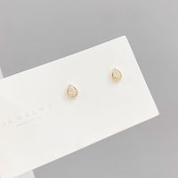 Fashion Water Droplets Copper Plating Opal Zircon Ear Studs 3 Pairs main image 2